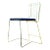 Brass Finish Faux Blue Leather Folding Chair For Sale