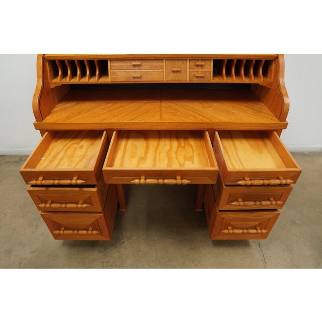 Vintage Oak Rolltop Desk For Sale - Image 16 of 18