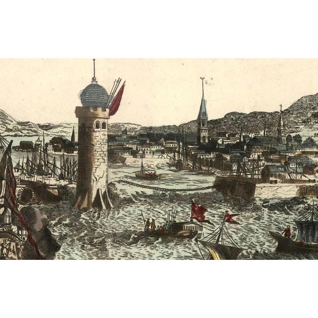 "A View General of the City of Havana of Amerique." Contemporary hand-colored copper engraving, designed as an optical...