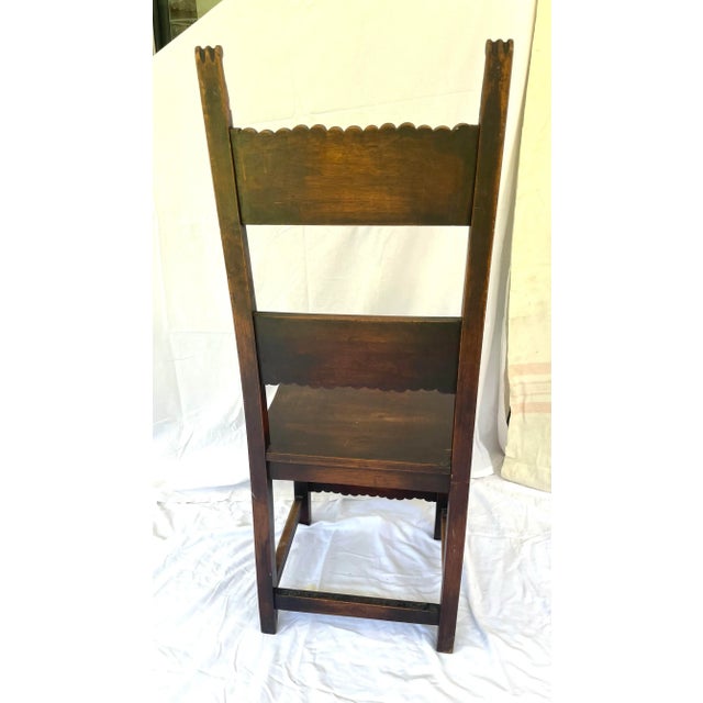 Antique Carved Wood Chair With Arch and Leaf Pattern For Sale - Image 4 of 12