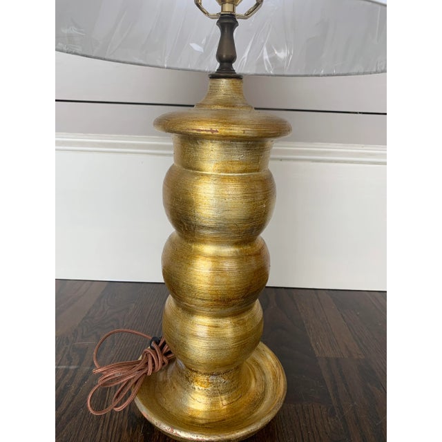 Mid-Century Modern Vintage Gold Leaf Candle Stick Lamp For Sale - Image 3 of 3