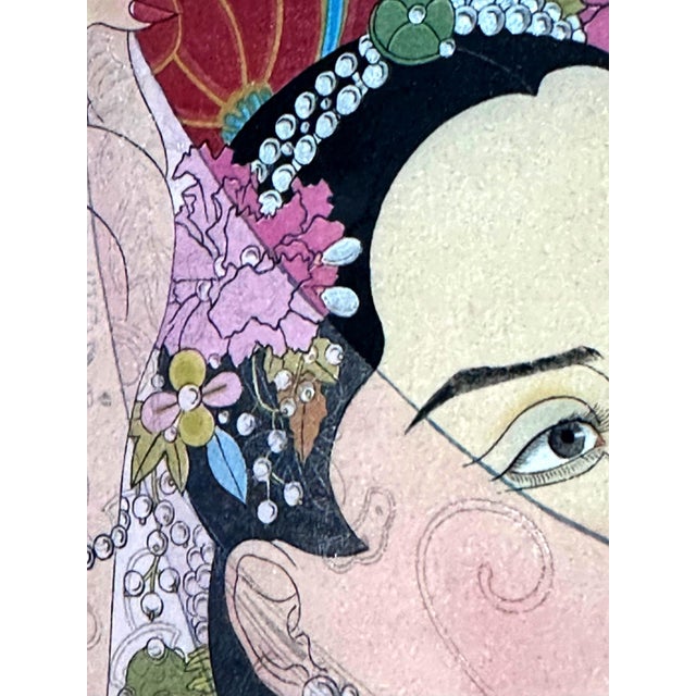 Framed Japanese Woodblock Print Les Perles by Paul Jacoulet For Sale - Image 11 of 16