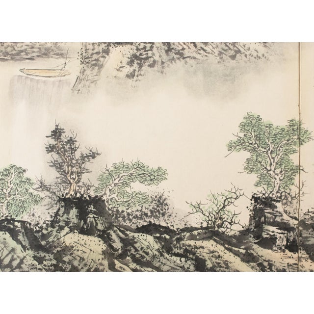1970s Ming Dynasty Style Monochrome Screen "Landscape With Mountains" For Sale - Image 10 of 17
