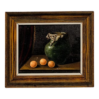Vintage Traditional Chiaroscuro Small Still Life Painting Artist Unknown For Sale