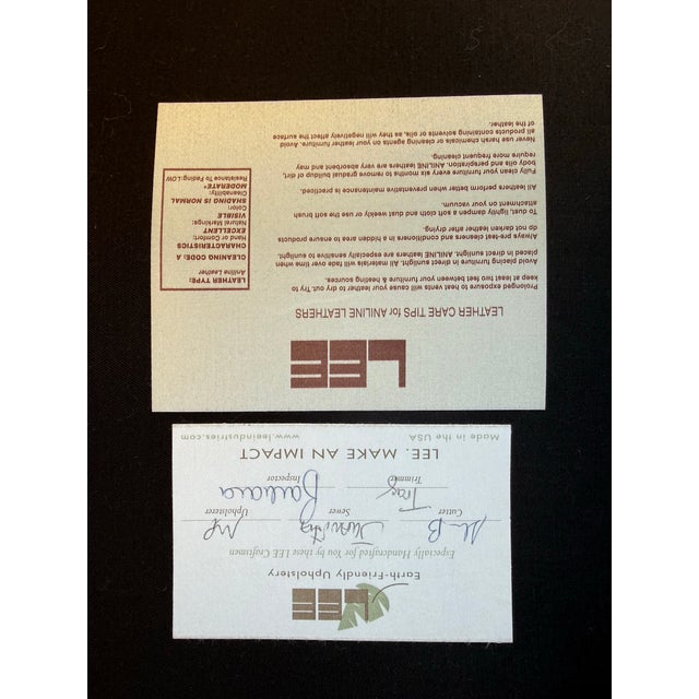 2010s Lee Industries Leather Club Chairs - Pair With Nailhead Trim, Designer Style, Priced to Sell For Sale - Image 5 of 6