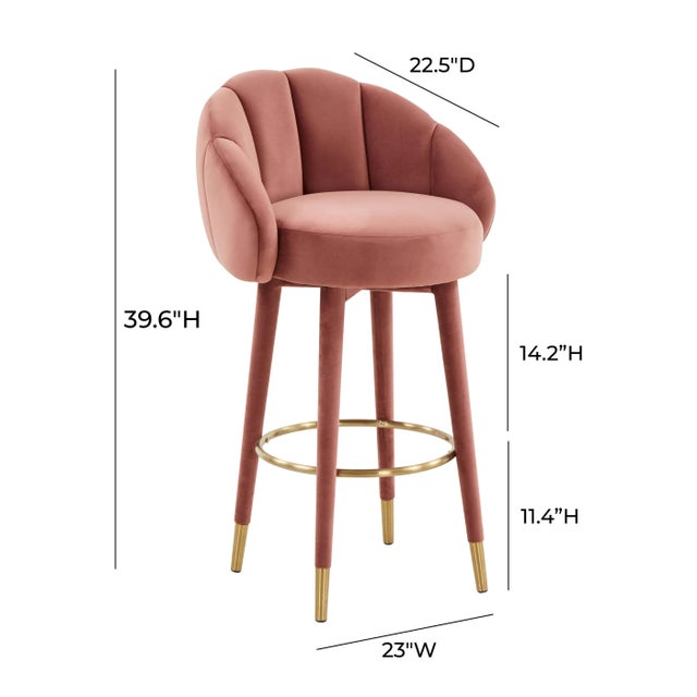 Wood Myla Salmon Swivel Bar Stool For Sale - Image 7 of 9