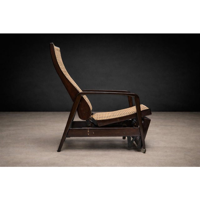 Reclining Sun Chaise Lounge in Hardwood and Caning by Walter Gerdau, Brazil, 1940s - Lot 183 For Sale In New York - Image 6 of 13