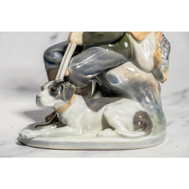 Vintage Royal Copenhagen Denmark Hand Painted Hunter With Dog Porcelain Figurine Christian Thomsen Sporting Country Home Decor For Sale - Image 11 of 14