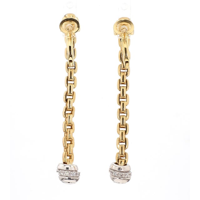2020s 14k Gold Ball and Chain Diamond Drop Dangle Earrings, Pair For Sale - Image 5 of 8