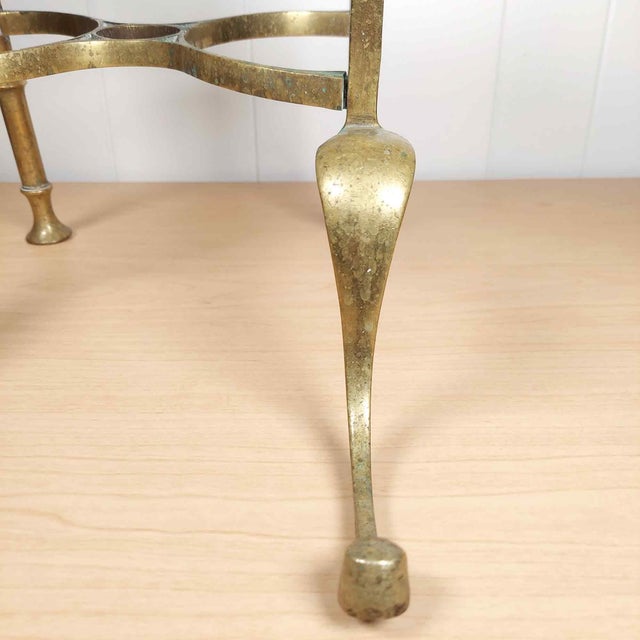 Late 19th Century Antique Brass Footman Hearth Fireplace Stool Stand
