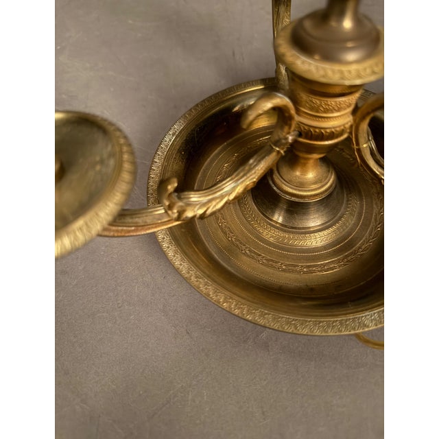 Brick Red Early 20th Century French Bronze and Tall French Bouillotte Style Table Lamp With Red Hand-Painted Shade For Sale - Image 8 of 16