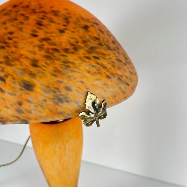 Mushroom Lamp in Speckled Orange Glass from Massive Lighting, Belgium, 1970s For Sale - Image 6 of 14