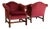 Pair, Vintage Chippendale Style Camelback Club Chairs in Burgundy Velvet With Brass Nailheads, Late 20th Century For Sale