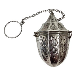 Antique American Edwardian Sterling Silver Tea Ball Infuser For Sale