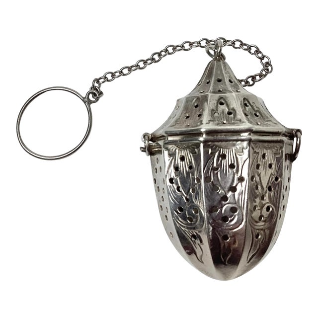 Antique American Edwardian Sterling Silver Tea Ball Infuser For Sale