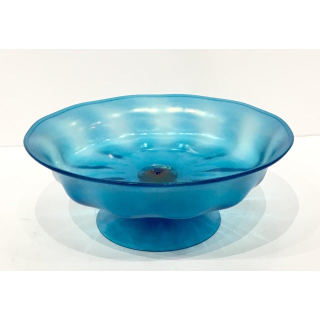 Art Deco Steuben Blue Iridescent Art Glass Pedestal Decorative