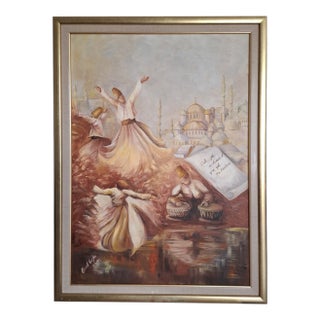 Enel Tuğlu - Whirling Dervishes of Istanbul, 2006, Oil on Canvas For Sale