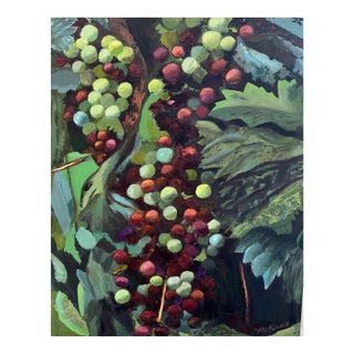 “Veraison" Contemporary Impressionist Floral Still Life Painting of Grapes at Harvest by Mill Valley Artist Mary Anne McKernie For Sale