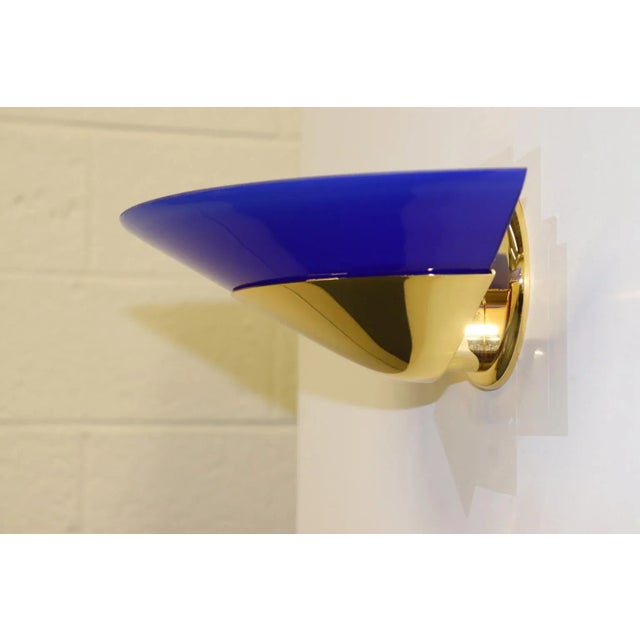 Royal Blue 1990s "Mezzo Alo" Wall Lamp Murano Blue Glass For Sale - Image 8 of 11