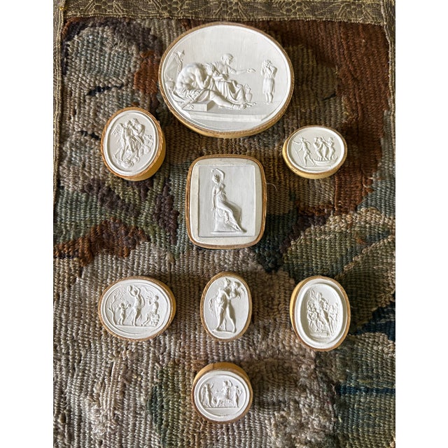 Antique Italian Grand Tour Plaster Intaglios - Set of 8 (Group #11) For Sale - Image 13 of 14