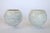 Pair of mid-century modern white orb eyeball lamps with gold veiling. Tripod bases included. Some age wear to painted...