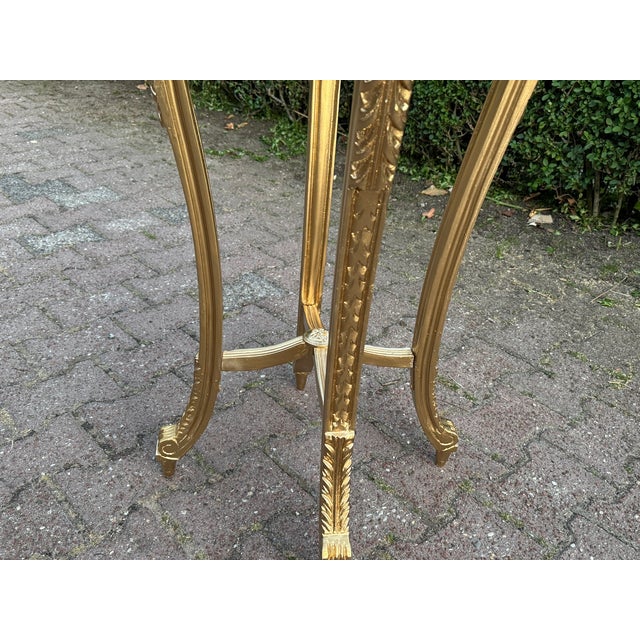 1970s French Louis XVI Gold Beech Marble Side Table For Sale - Image 9 of 10