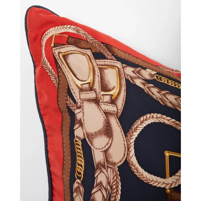 Set of Three Large Ralph Lauren Equestrian Silk Scarf Pillows For Sale In Sacramento - Image 6 of 12