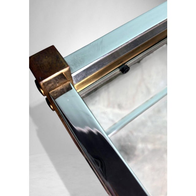 Mid 20th Century Romeo Rega Style Italian Brass and Steel Bar Cart For Sale - Image 13 of 16