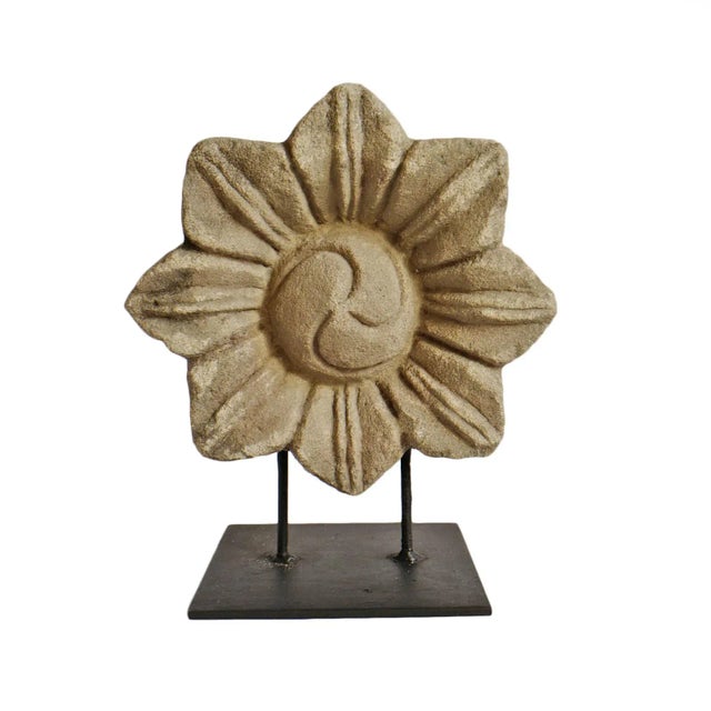 Tan Vintage Sandstone Flower on Stand For Sale - Image 8 of 8