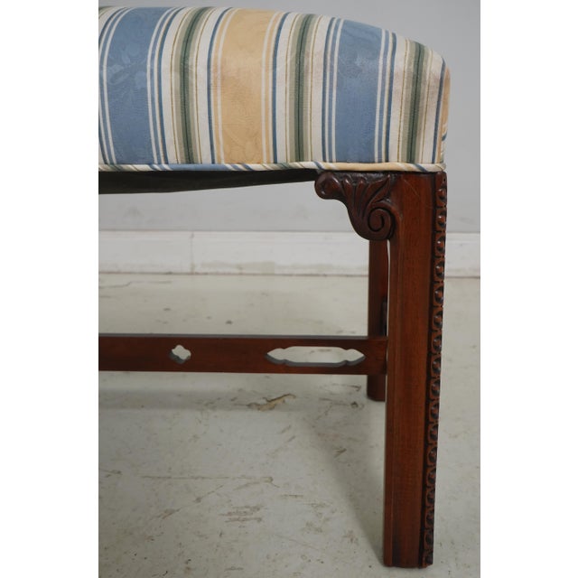 Southwood Chippendale Mahogany Bench W. Damask Upholstery For Sale - Image 9 of 15