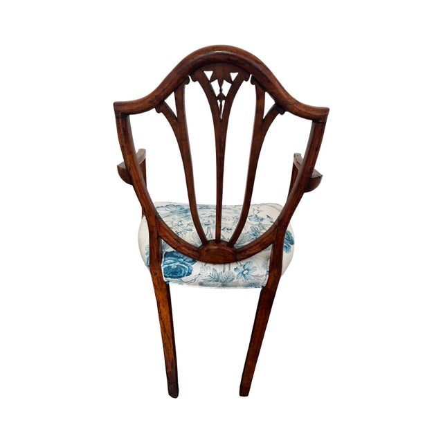 English Vintage Shield Back Armchair in Blithfield Floral Fabric For Sale - Image 3 of 5