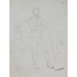 Richard Van Wingerden Mid 20th Century Male Figure Study Ink on Paper, C.1940-1960 For Sale