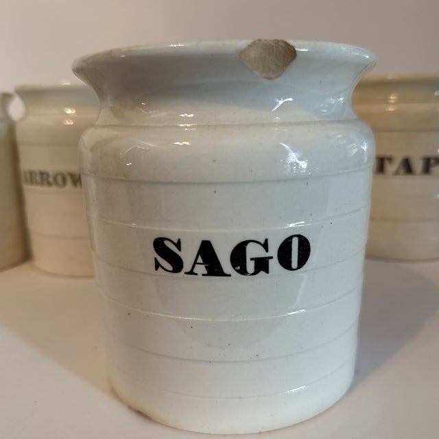Collection of 5 English Ironstone Pantry Jars – Victorian Kitchen Storage For Sale - Image 4 of 9
