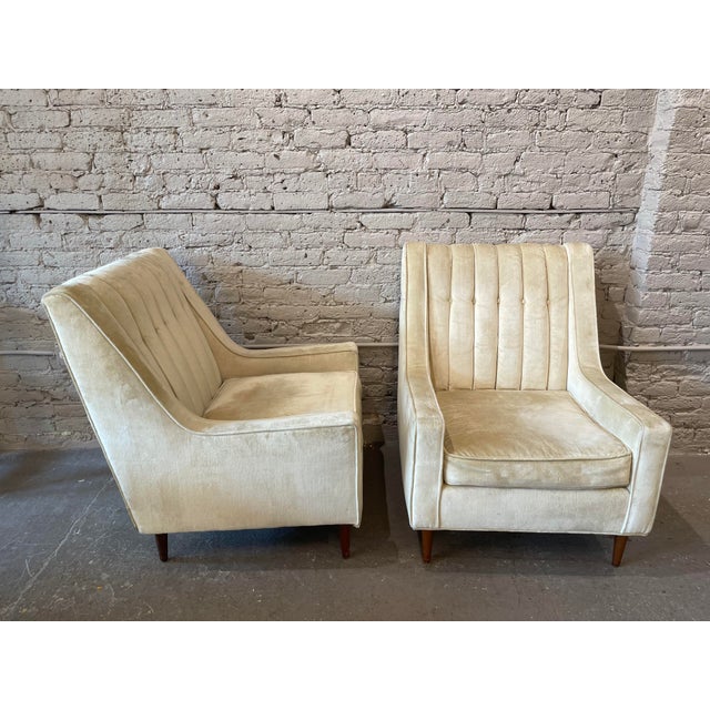 1960s Vintage Wingback Chairs - A Pair Plus Ottoman For Sale In Chicago - Image 6 of 11
