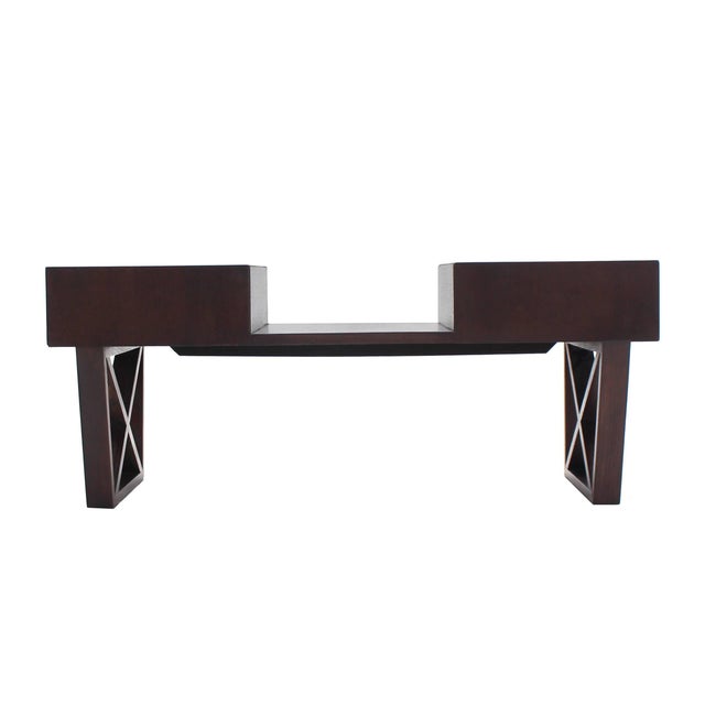 Bi Level Coffee Table with Two Side Drawers Storage in Espresso Finish For Sale - Image 9 of 9