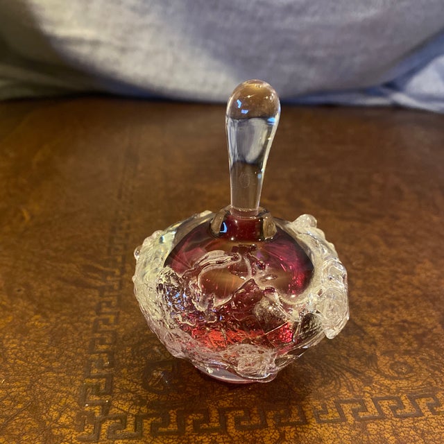 Late 20th Century Studio Art Glass Perfume Bottle - Cranberry Core Signed by Artist Loretta Eby For Sale - Image 5 of 10