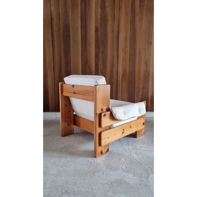 Mid-Century Swedish Brutalist Lounge Chair in Solid Pine, 1970s For Sale - Image 11 of 17
