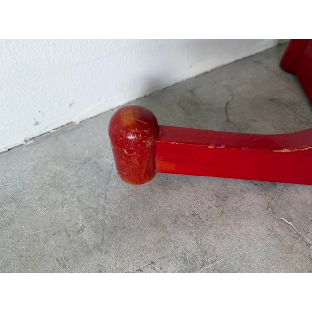 Wood 1980’s Italian Postmodern Memphis Style Red Stained Wood Floor Standing Hat & Coat Stand For Sale - Image 7 of 12