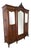 Antique French Rocaille Carved Oak 3-Door Armoire with Mirror For Sale
