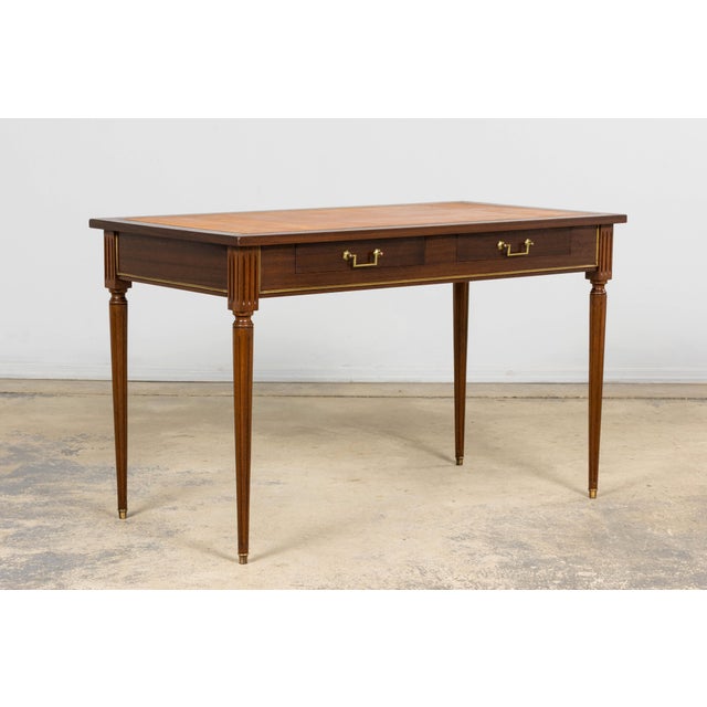Mid-20th Century French Louis XVI Writing Desk in Mahogany & Leather For Sale - Image 17 of 18