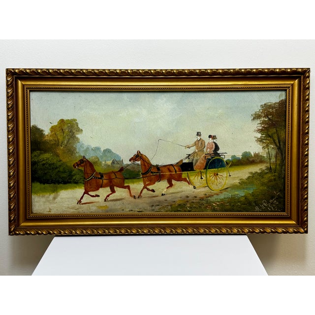 Antique British Edwardian Oil Painting of Horses & Carriage Coachman Riders Signed Philip H. Rideout For Sale - Image 12 of 12