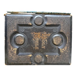 Antique 1882 “Brown’s Self-Interpreting Bible” Embossed Leather Cover With Engravings For Sale
