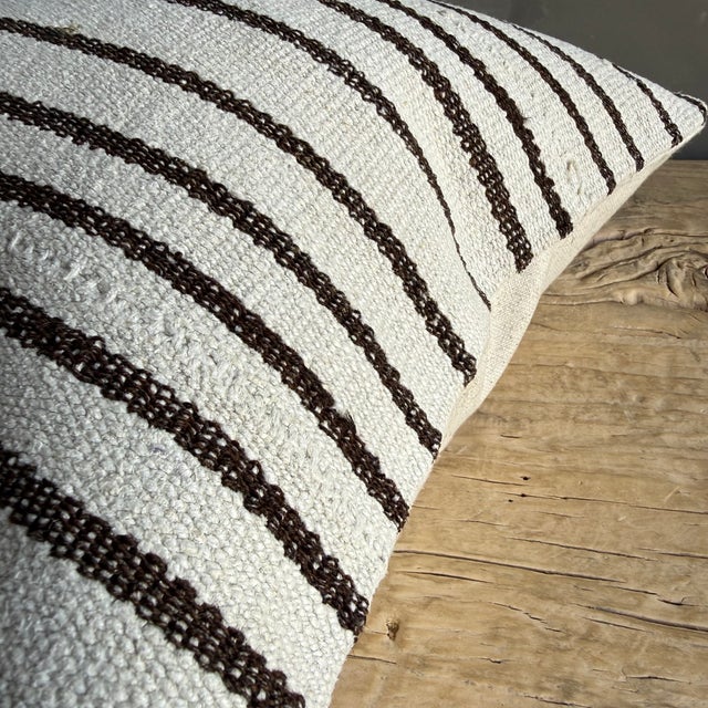 Vintage Rug Pillow Cover With Stripes For Sale In Los Angeles - Image 6 of 8