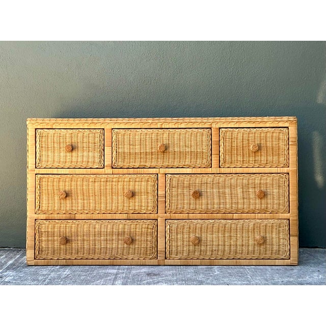 Vintage Woven Rattan Dresser For Sale In West Palm - Image 6 of 12