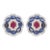 Regal 4.21ct Sapphire & Ruby Diamond Cluster Statement Earrings in 18k Gold- A Pair For Sale