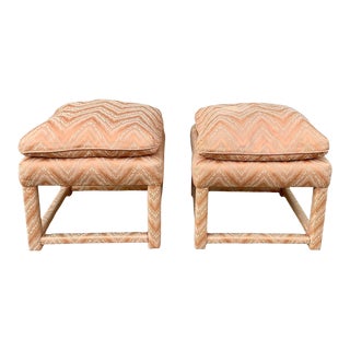 Parsons Style Upholstered Ottomans by Century Furniture - a Pair For Sale