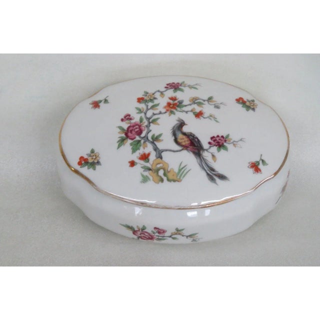 Limoges Porcelain Flower Bird Decoration Large Dresser Vanity Jewelry Box For Sale - Image 9 of 13