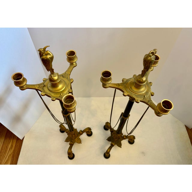 Pair of 19th Century Empire Candelabras With Bird Finials For Sale In West Palm - Image 6 of 12