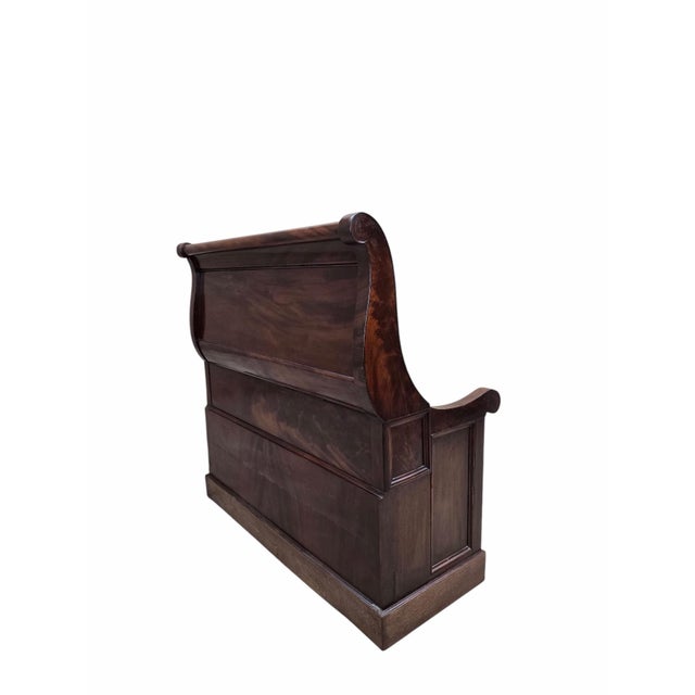 Victorian Vintage Colonial Revival Mahogany Storage Bench With Olive Green Seat For Sale - Image 3 of 9