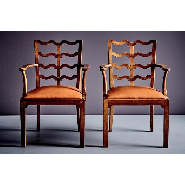 Art Deco Armchairs with Ladder Back, Italy, 1920s, Set of 2 For Sale - Image 3 of 14